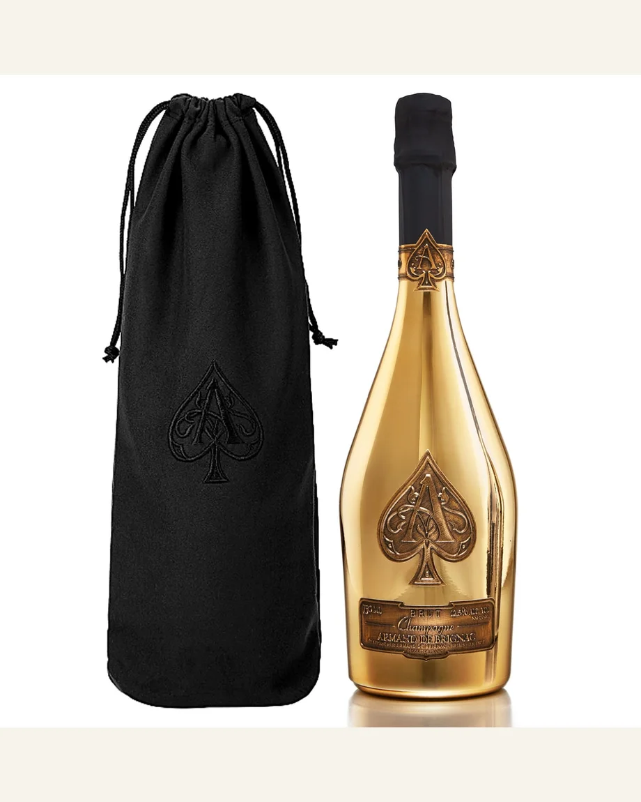 Armand de Brignac Gold (Velvet Bag) 黑桃A金 (布袋裝)酒标与酒瓶图片