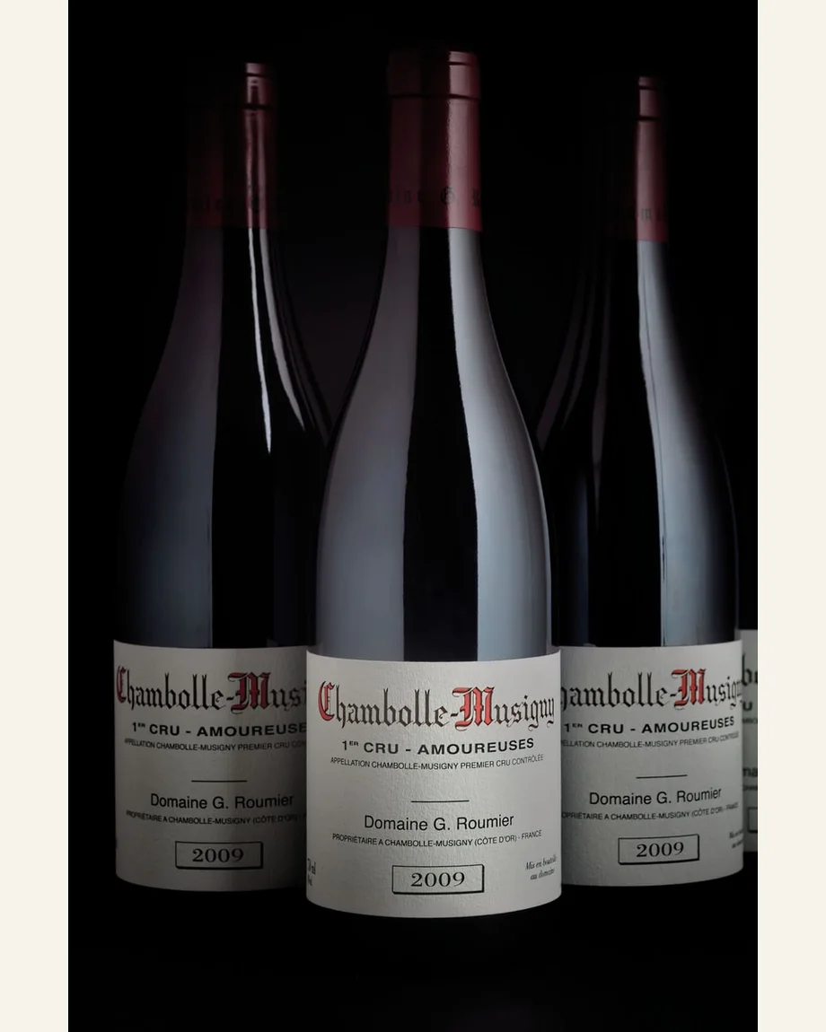 Georges Roumier Chambolle Musigny " Les Amoureuses香波慕西尼爱侣一级田酒标与酒瓶图片