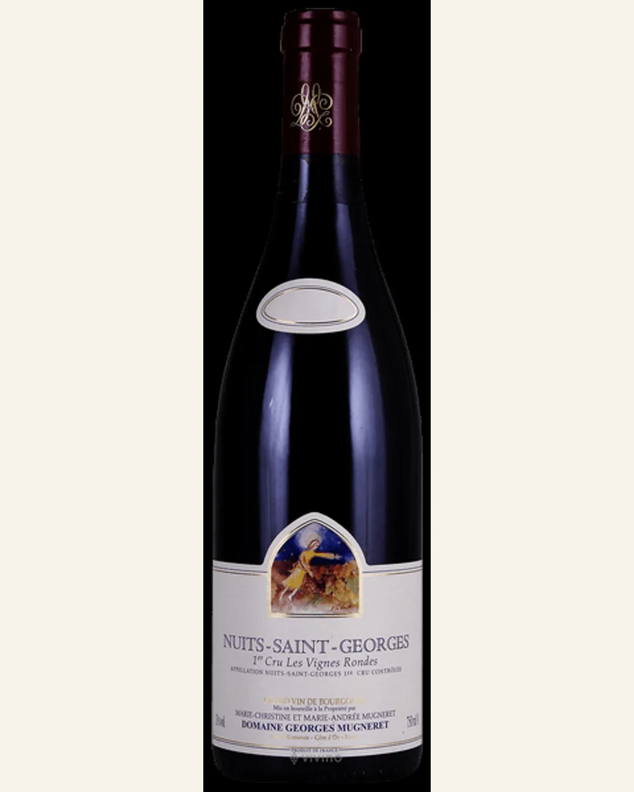 Mugneret Gibourg Nuits Saint Georges Les Vignes Rondes夜圣乔治园藤一级田酒标与酒瓶图片