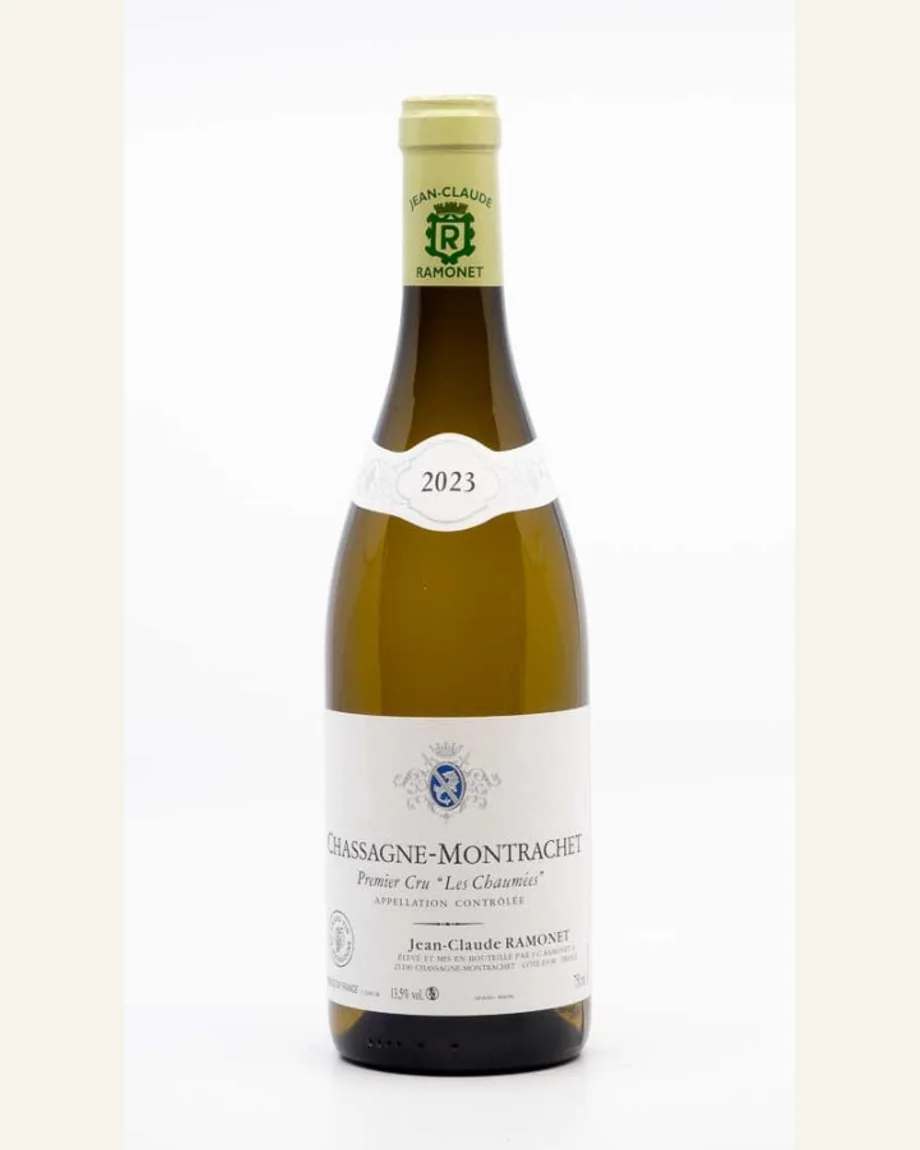 Ramonet Chassagne Montrachet Les Chaumees夏山蒙哈谢一级田酒标与酒瓶图片