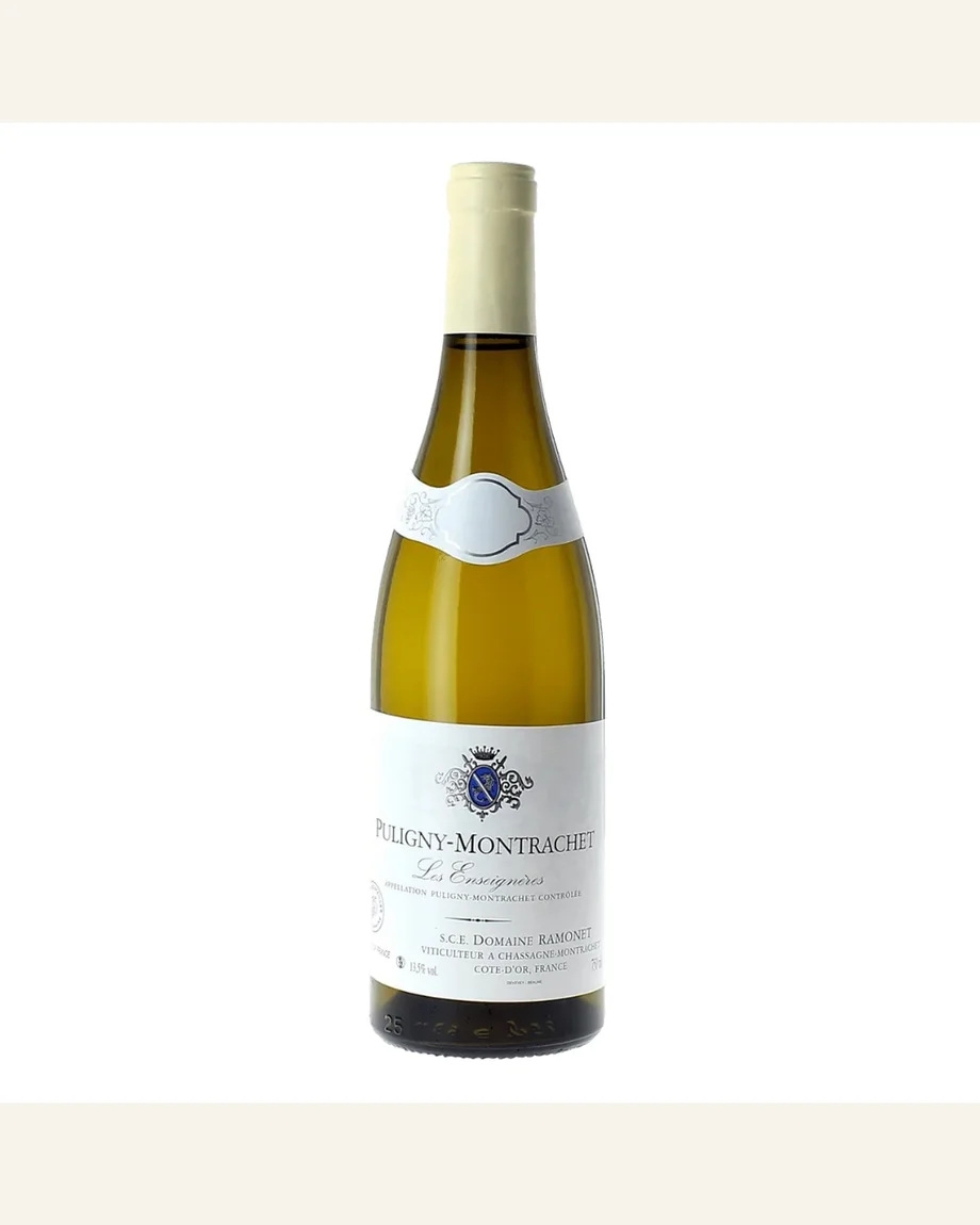 Ramonet Puligny Montrachet Les Enseigneres普里尼蒙哈谢昂塞涅尔一级田酒标与酒瓶图片